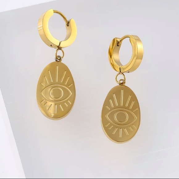 18K gold plated ellipse earrings - Picture 7 of 7